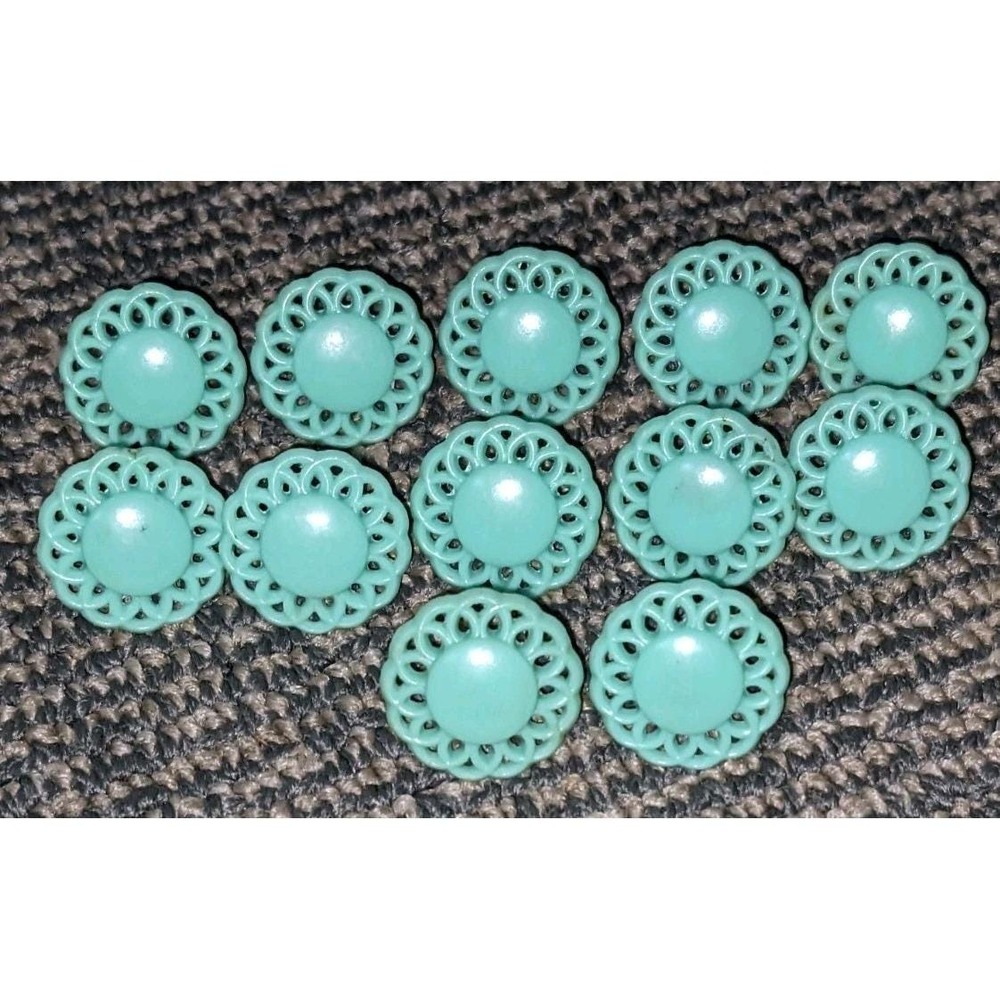 Set Of 12 Vintage Curtain Tie Back Push Pins Hard Plastic Tacks Mint Green